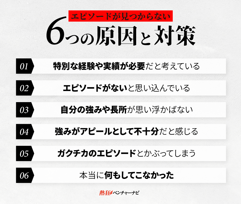 自己PRのエピソードがない方の6つの原因と対策